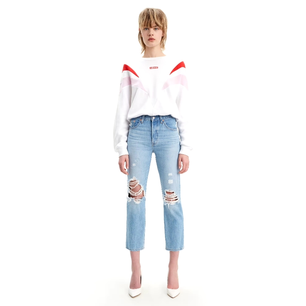 ☃️Levi's 501 Original Cropped Ripped Jeans in Light Wash